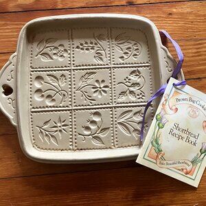 Vintage 1993 Brown Bag Cookie Art Shortbread Mold Flowers Berries Stoneware NWT